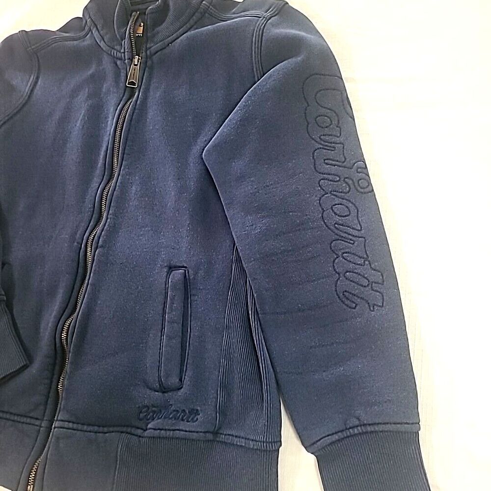 Carhartt Zip Up Sweatshirt M Full Embroidered Arm Sleeve BLue monochrome - Picture 1 of 13